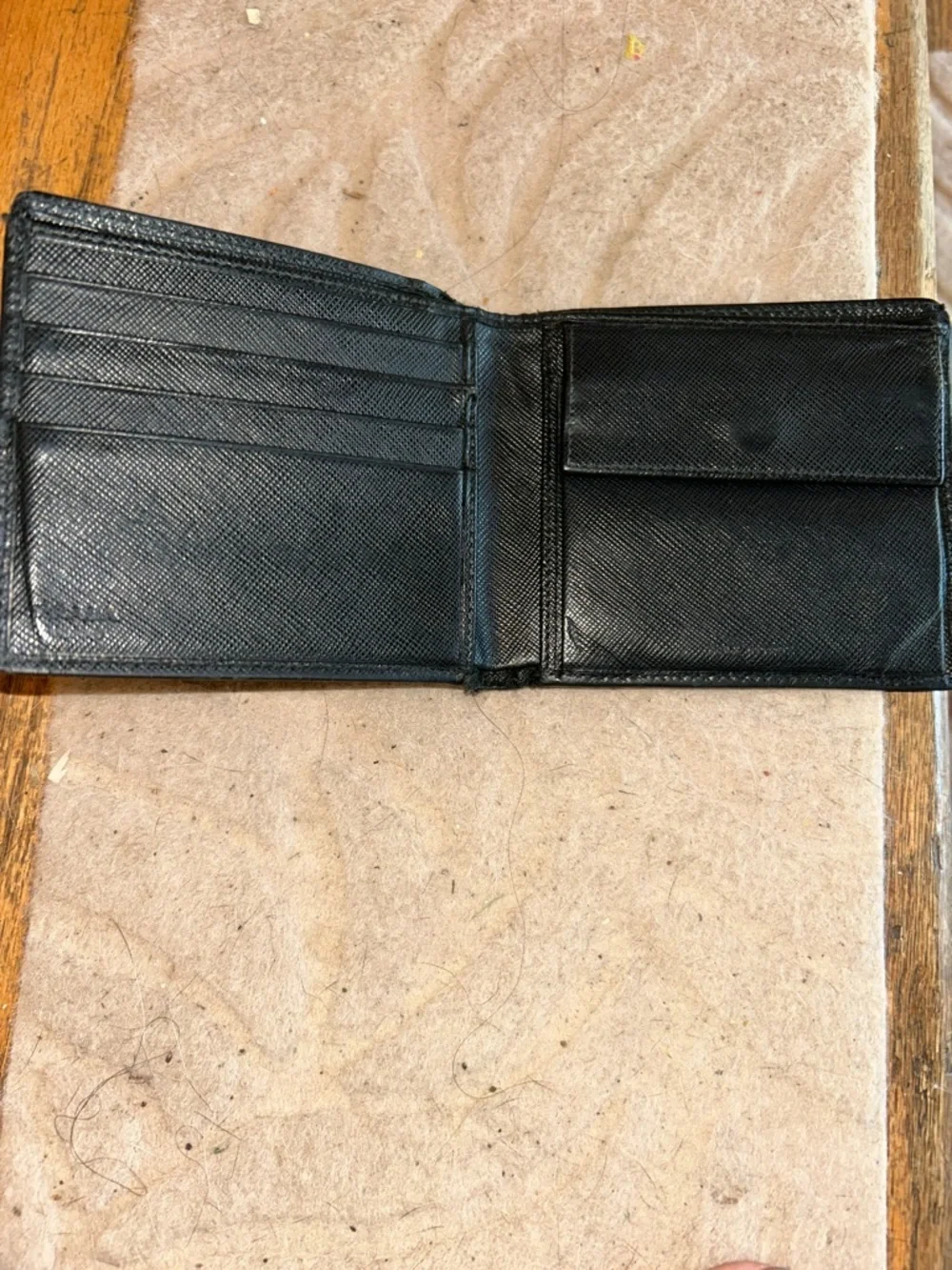 Mens Prada Black Leather Bi-Fold Wallet